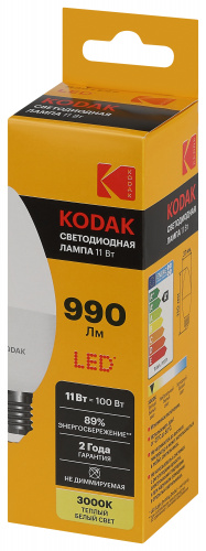 Лампа светодиодная KODAK B35-11W-830-E27 E27 / Е27 11Вт свеча теплый белый свет (1/100) (Б0057632) фото 3