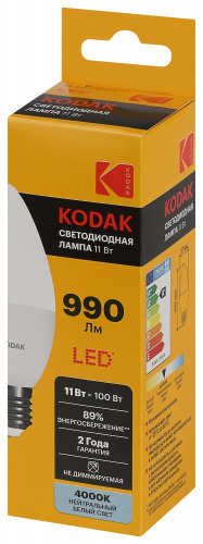 Лампа светодиодная KODAK B35-11W-840-E27 E27 / Е27 11Вт свеча нейтральный белый свет (1/100) (Б0057633) фото 3