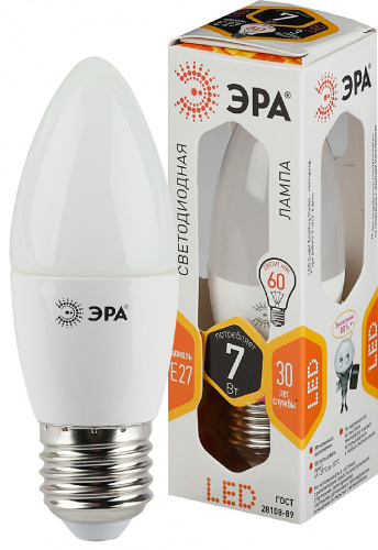 Лампа светодиодная ЭРА STD LED B35-7W-827-E27 E27 / Е27 7Вт свеча теплый белый свет (1/100) (Б0028479) фото 3