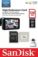 Карта памяти MicroSD  128GB  SanDisk Class 10 High Endurance Video Monitoring Card UHS-I U3 V30 (100 Mb/s) + SD адаптер (SDSQQNR-128G-GN6IA)