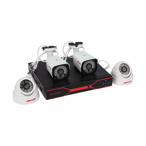 Комплект видеонаблюдения REXANT 2 наружные и 2 внутренние камеры AHD/2.0 Full HD (1/1) (45-0522)