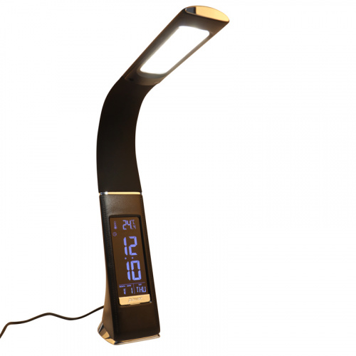 Cветильник светодиодный REXANT настольный Cesar с поворотом излучающей поверхности на 360°, 4000 К, часы, термометр, цвет черный (1/60) (75-0218) фото 9