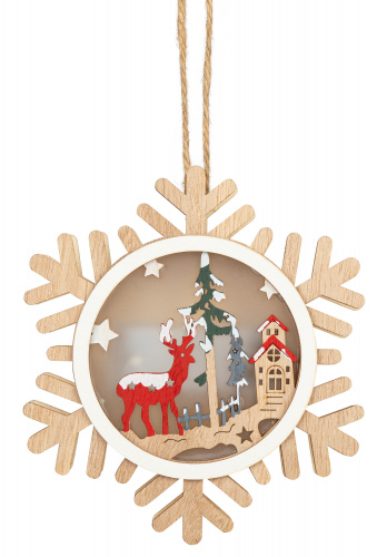 Светильник светодиодный ЭРА ENGDS-6L новогодний Снежинка подвесной 15 см 2*АА (1/24) (Б0060477) фото 3