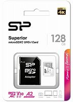 Карта памяти MicroSD  128GB  Silicon Power Class 10  Superior  + SD адаптер (SP128GBSTXDA2V20SP)