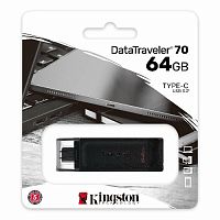 Флеш-накопитель USB 3.0  64GB  Kingston  DataTraveler 70  (Type C)  чёрный (DT70/64GB)