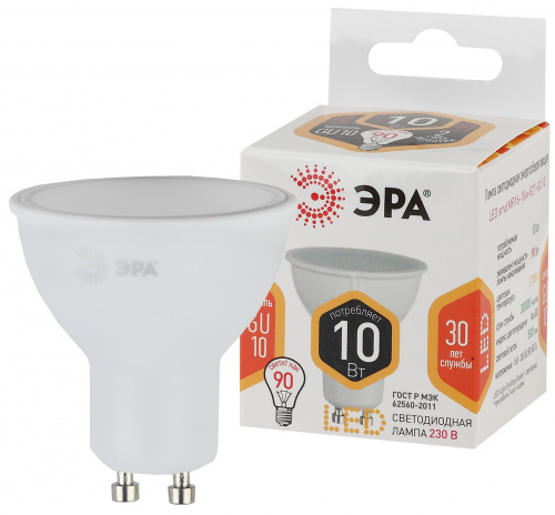 Лампа светодиодная ЭРА STD LED MR16-10W-827-GU10 GU10 10 Вт софит теплый белый свет (1/100) (Б0057154) фото 3