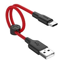 Кабель USB - Type-C HOCO X21 Plus, Silicone, 0.25м, круглый, 2.4A, силикон, цвет: чёрный, красный (1/30/300) (6931474712455)