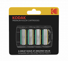 Сменные кассеты для бритья Kodak  30421981 Premium 5 лезвий 4 штуки для станка Prem Razor 5 (4/24/96) (Б0051171)