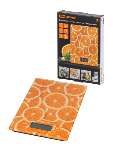 Весы электронные кухонные "Апельсины", стекло, деление 1 г, макс. 5 кг, TDM (1/20)