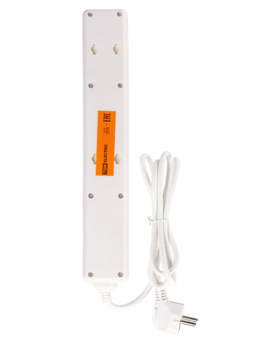 Сетевой фильтр СФ-06В выключатель, 6 гнезд, 1,5 метра, с/з, ПВС 3х0,75мм2 10А/250В белый TDM (1/20) фото 3