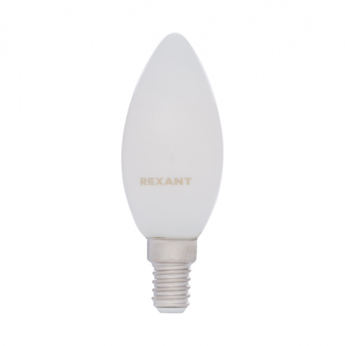 Лампа светодиодная REXANT филаментная Свеча CN35 9,5 Вт 915 Лм 2700K E14 матовая колба (10/100) (604-095)