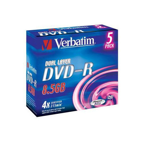 Диск VERBATIM DVD-R 8.5 GB (4x) JC/5 Dual Layer (100)