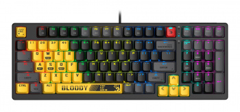 Клавиатура механическая игровая A4Tech Bloody S98 USB for gamer LED (SPORTS LIME), желтый/серый