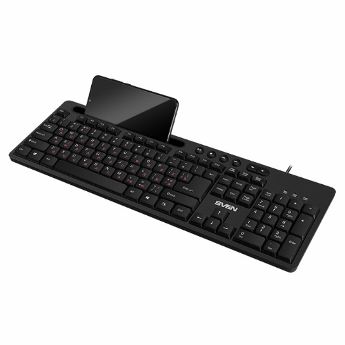 Клавиатура SVEN KB-S302 чёрная (110кл., подставка для телефона) (1/20) (SV-018252) фото 4