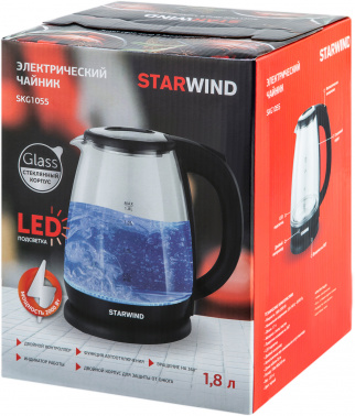 Чайник электрический Starwind SKG1055 1.8л. 1800Вт черный (корпус: стекло) фото 13