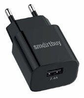 Сетевое ЗУ SMARTBUY FLASH, черное, 2.4 А, 1 USB