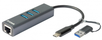 Разветвитель USB 3.0 D-Link DUB-2332 3порт (DUB-2332/A1A), черный