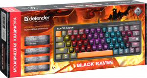 Клавиатура механическая игровая DEFENDER Black Raven GK-417 RU,3цвета,радужная,63кн, черный (1/20) (45417) фото 2