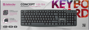 Клавиатура Defender Concept HB-164 RU,104+FN,1.8м, черный (1/20) (45164) фото 2