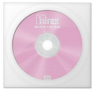 Диск MIREX DVD+RW 4,7 Гб 4x в бумажном конверте с окном (150) фото 2