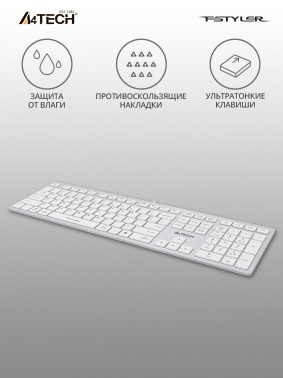 Клавиатура A4TECH Fstyler FX50 USB slim Multimedia (FX50 WHITE), белый фото 3