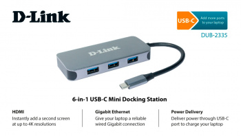 Разветвитель USB 3.0 D-Link DUB-2335 6порт, (DUB-2335/A1A), черный фото 2