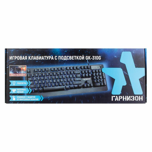 Клавиатура игровая ГАРНИЗОН GK-310G, USB, проводная, черный (1/20) фото 2