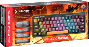 Клавиатура механическая игровая DEFENDER Black Raven GK-417 RU,3цвета,радужная,63кн, черный (1/20) (45416) фото 2