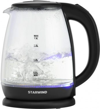 Чайник электрический Starwind SKG1055 1.8л. 1800Вт черный (корпус: стекло)