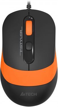 Мышь оптическая A4Tech Fstyler FM10S (1600dpi) silent USB (4but) черный/оранжевый (1/60) (FM10S USB ORANGE)
