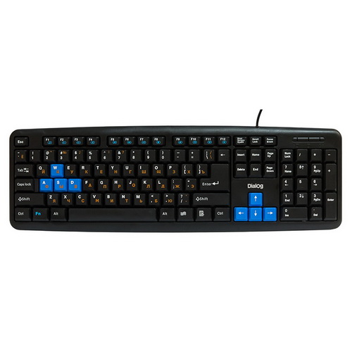 Клавиатура DIALOG Multimedia KM-025U, USB, черный/голубая (1/20) (KM-025U black-blue)