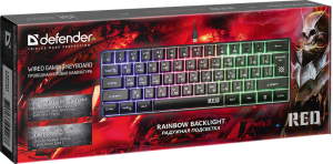 Клавиатура игровая DEFENDER Red GK-116 RU,радужная подсветка,61кнопка, черный (1/20) (45117) фото 2