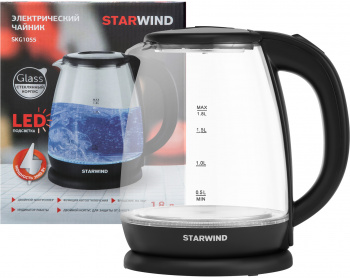 Чайник электрический Starwind SKG1055 1.8л. 1800Вт черный (корпус: стекло) фото 14