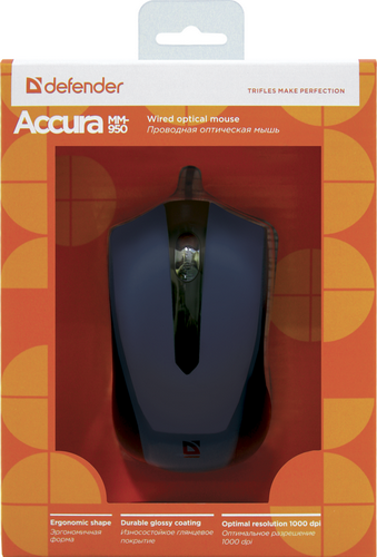 Мышь DEFENDER  Accura MM-950, синий, USB, проводная, 3 кнопки (1/40) (52952)