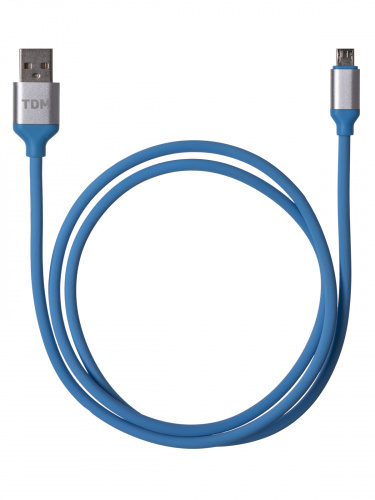 Дата-кабель TDM ДК 16, USB - micro USB, 1 м, силиконовая оплетка, голубой, (1/200) (SQ1810-0316) фото 4