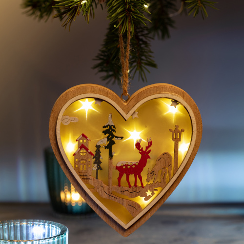 Светильник светодиодный ЭРА ENGDS-5L новогодний Сердце подвесной 10 см 2*АА (1/24) (Б0060479) фото 6