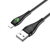 Кабель USB - 8 pin Borofone BX65 Bright, 1.0м, круглый, 2.0A, силикон, подсветка, цвет: чёрный (1/360)