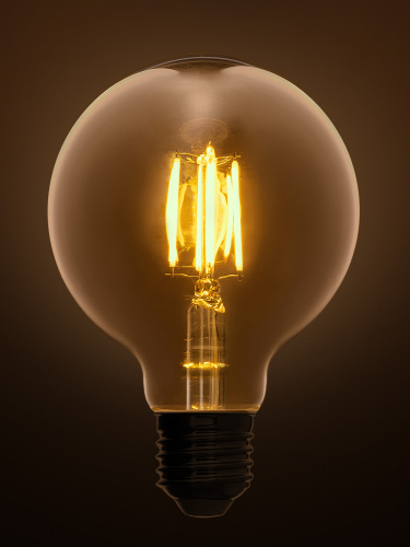 Лампа светодиодная TDM «Винтаж» золотистая G95, 7 Вт, 230 В, 2700 К, E27 (шар) (1/20) (SQ0340-0345) фото 3