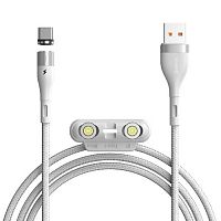 Кабель USB - 8-pin, микро USB, Type-C Baseus CA1T3-A02 Zinc Magnetic, 1.0м, круглый, 3.0A, нейлон, цвет: белый