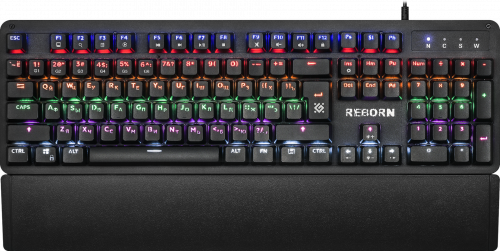 Клавиатура механическая игровая Defender Reborn GK-165DL RU,anti-ghost,радужная, черный (45165)