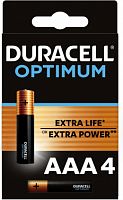 Батарея Duracell Alkaline LR03 Optimum AAA (4шт) блистер