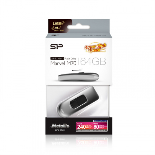 Флеш-накопитель USB 3.0  64GB  Silicon Power  Marvel M70  серебро (SP064GBUF3M70V1S) фото 13