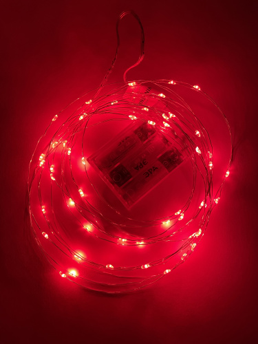 Гирлянда светодиодная ЭРА ENIN-5NR Нить 5 м красный свет АА (100/2500) фото 3