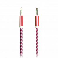 AUX кабель 3.5-3.5 мм (M-M), 1 м, красный, нейлоновая оплетка, (A-35-35 red)/100