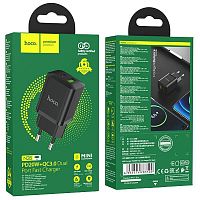 Блок питания сетевой 1 USB, 1 Type-C, HOCO N28 Founder, 3000mA, пластик, QC3.0, PD20Вт, цвет: чёрный (1/13/130)