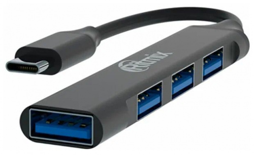 USB-концентратор RITMIX CR-4401 Metal,TypeC на USB3.0;1xUSB3.0+3xUSB 2.0 ,каб.9.5см,корп из алюм.сплав (1/200) (80001491)