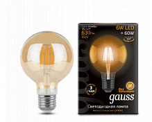 Лампа светодиодная GAUSS Filament G95 6W 550lm 2400К Е27 golden 1/20 (105802006)