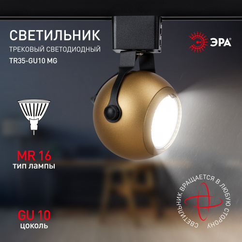 Трековый светильник однофазный ЭРА TR35-GU10 MG под лампу MR16 матовое золото (1/50) (Б0053297) фото 6