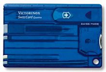 Швейцарская карта Victorinox SwissCard Quattro, синий,полупрозрачный (подар. коробка)