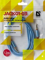 Аудио-кабель Defender JACK01-03 Синий JACK M- JACK M, 1,2м (1/450)